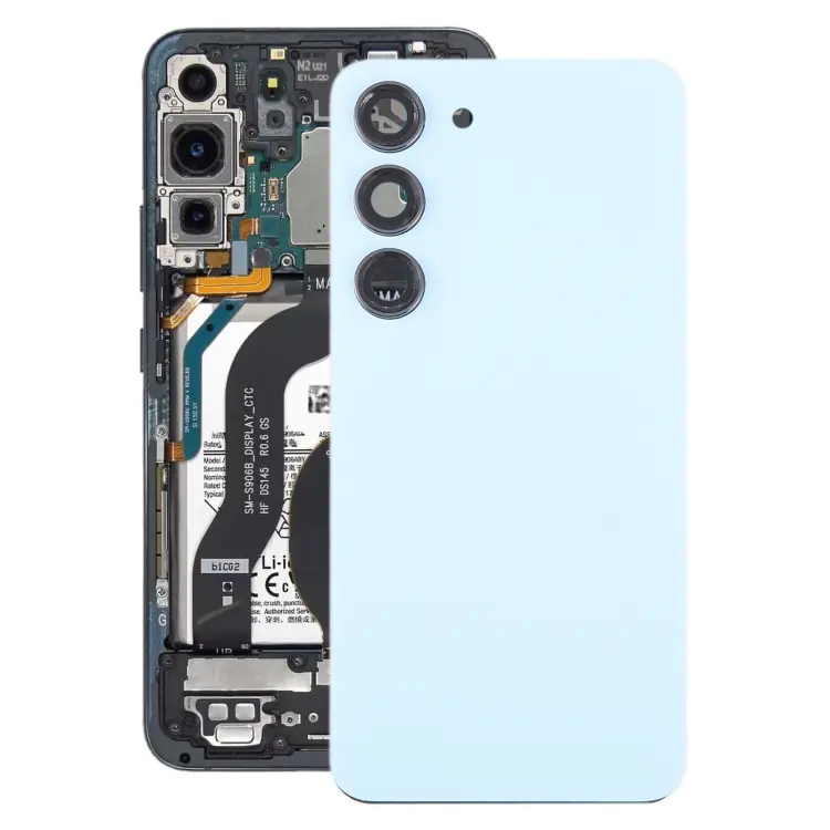 For Samsung Galaxy S23 SM-S911B OEM Glass Battery Back Cover with Camera Lens Frame(Blue)