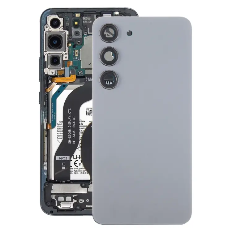 For Samsung Galaxy S23 SM-S911B OEM Glass Battery Back Cover with Camera Lens Frame(Grey)