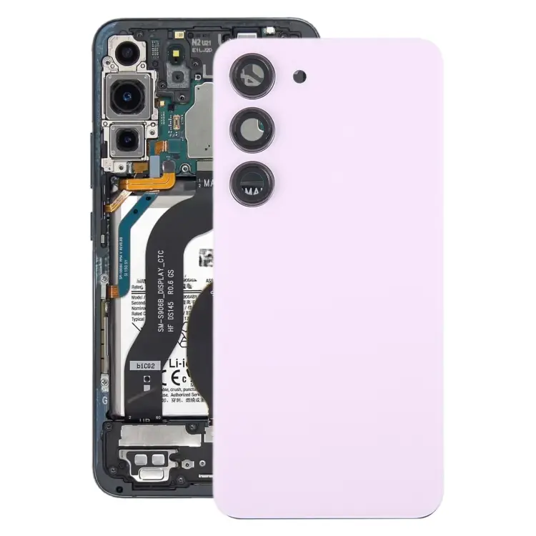 For Samsung Galaxy S23 SM-S911B OEM Glass Battery Back Cover with Camera Lens Frame(Pink)