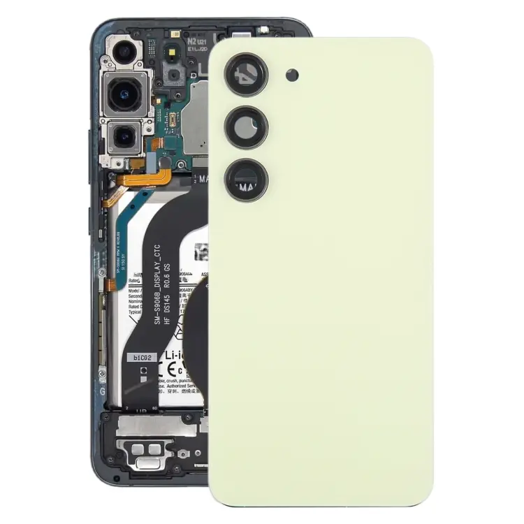 For Samsung Galaxy S23 SM-S911B OEM Glass Battery Back Cover with Camera Lens Frame(Yellow)