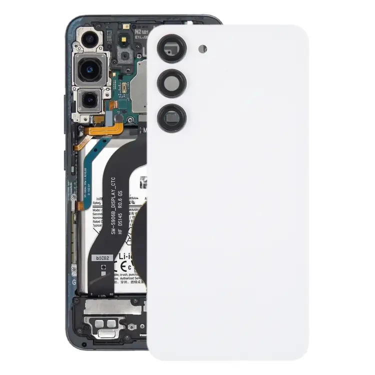 For Samsung Galaxy S23+ SM-S916B OEM Glass Battery Back Cover with Camera Lens Frame(White)