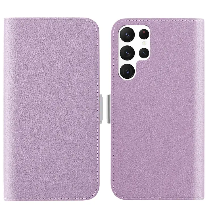 For Samsung Galaxy S23 Ultra 5G Candy Color Litchi Texture Leather Phone Case(Light Purple)