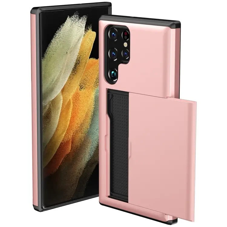 For Samsung Galaxy S23 Ultra 5G Shockproof Armor Phone Case with Card Slot(Rose Gold)