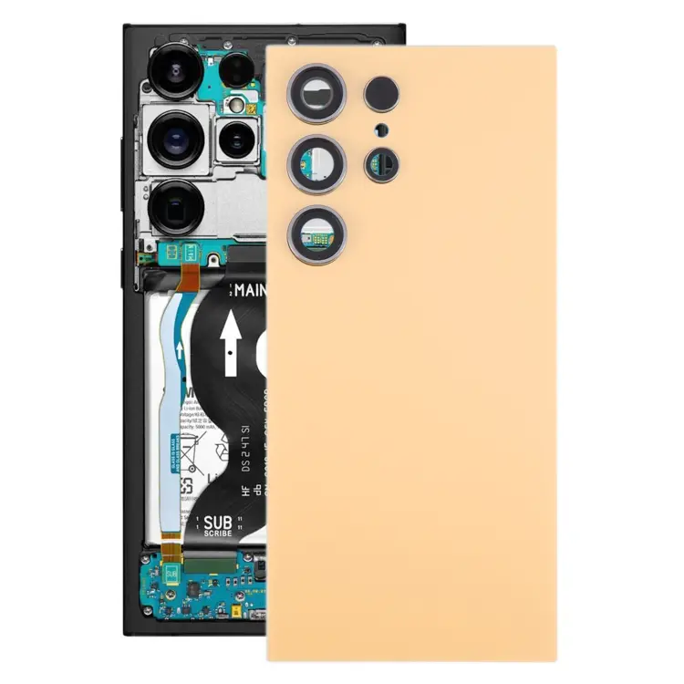 For Samsung Galaxy S24 Ultra SM-S928B OEM Battery Back Cover with Camera Lens Frame(Yellow)