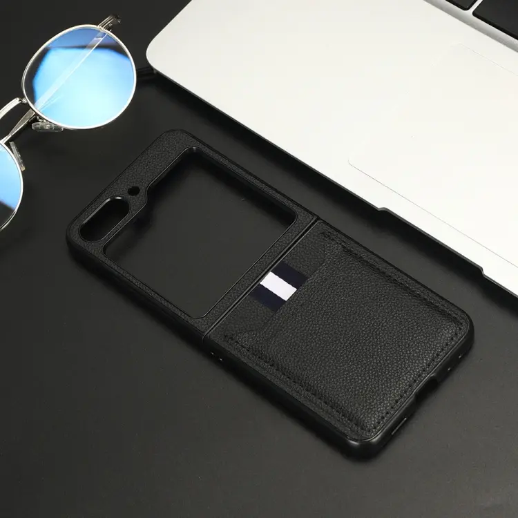 For Samsung Galaxy Z Flip5 Litchi Texture Card Slots Back Cover Phone Case(Black)
