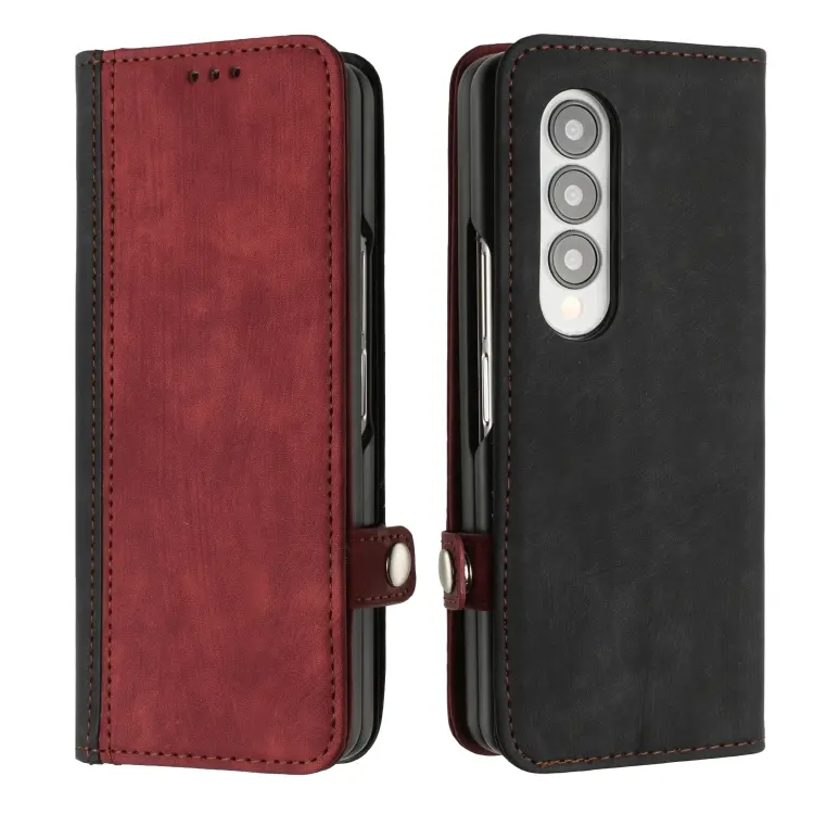 For Samsung Galaxy Z Fold 3 5G Side Buckle Double Fold Leather Phone Case(Red)