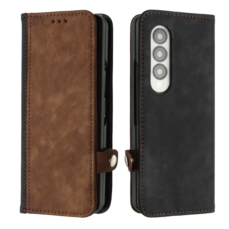 For Samsung Galaxy Z Fold 4 5G Side Buckle Double Fold Leather Phone Case(Brown)