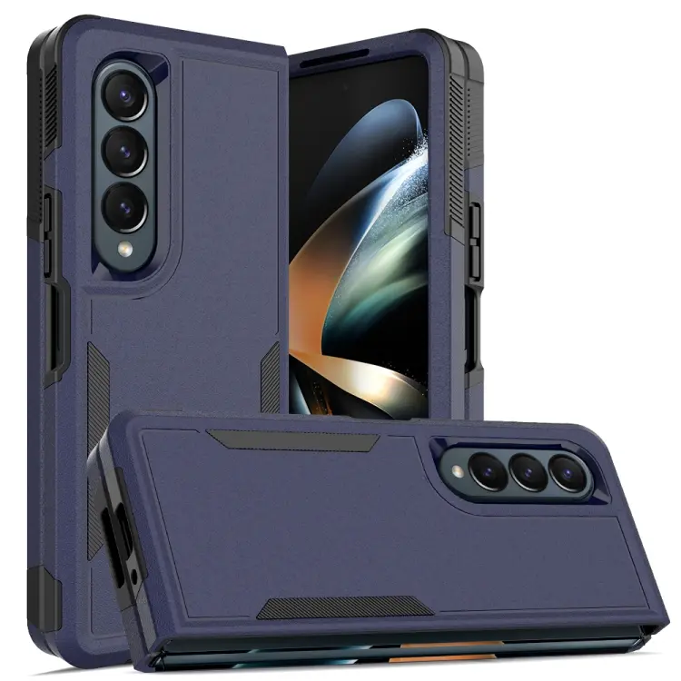 For Samsung Galaxy Z Fold4 2 in 1 PC + TPU Shockproof Phone Case(Dark Blue)