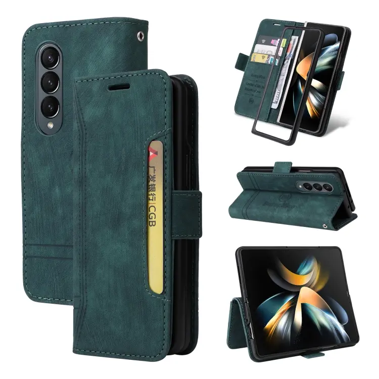 For Samsung Galaxy Z Fold4 BETOPNICE Dual-side Buckle Leather Phone Case(Green)