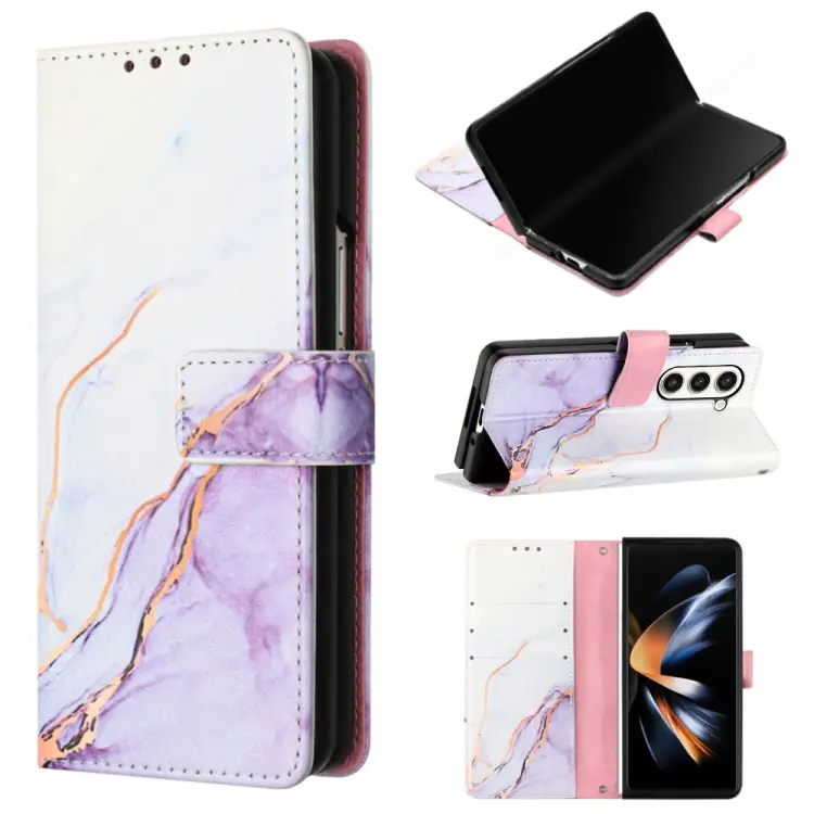 For Samsung Galaxy Z Fold5 5G PT003 Marble Pattern Flip Leather Phone Case(LS006)