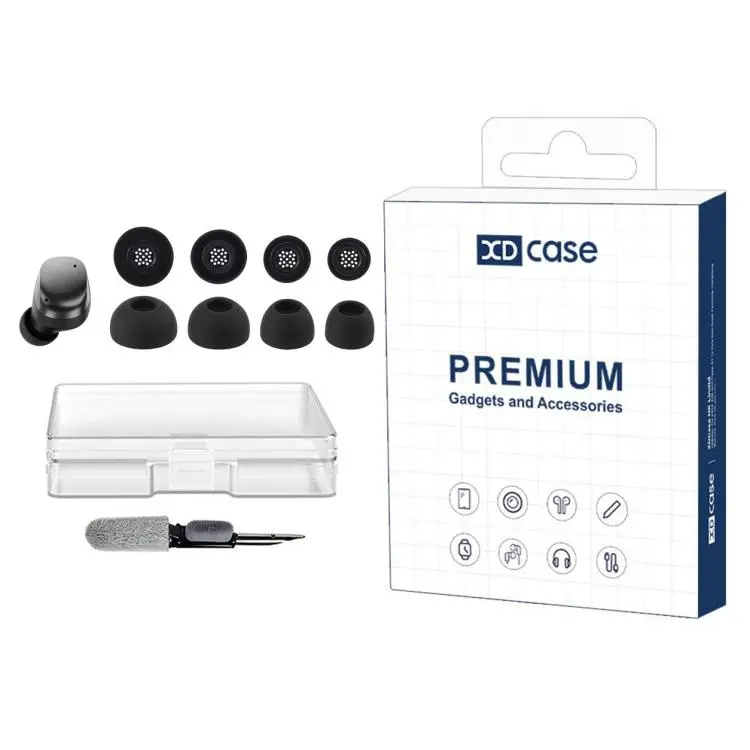 For Sennheiser Momentum 4 / 3 XDcase 4 Pairs Replacement Silicone Ear Tips Kit, XS/S/M/L Size, Cleaning Brush Color Random(Black)