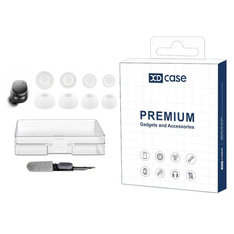 For Sennheiser Momentum 4 / 3 XDcase 4 Pairs Replacement Silicone Ear Tips Kit, XS/S/M/L Size, Cleaning Brush Color Random(White)