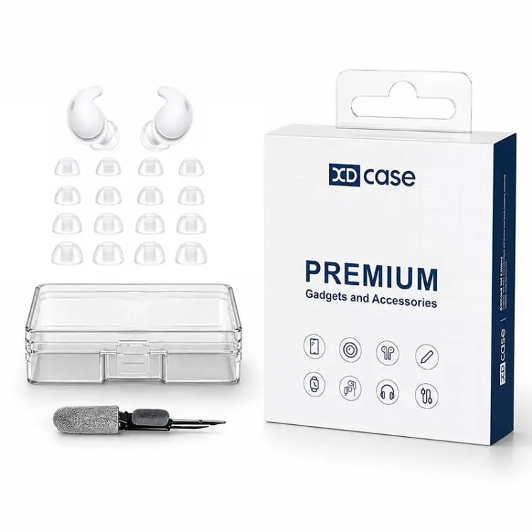 For Sony LinkBuds Fit XDcase 8 Pairs Replacement Silicone Ear Tips Kit, XS/S/M/L Size, Cleaning Brush Color Random(Transparent)