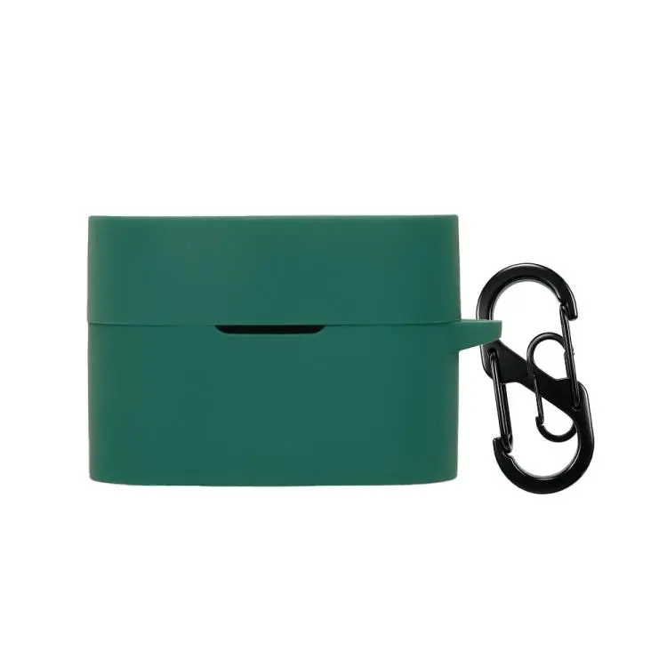 For Sony WF-1000XM6 Earphone Silicone Protective Case with Carabiner(Dark Green)