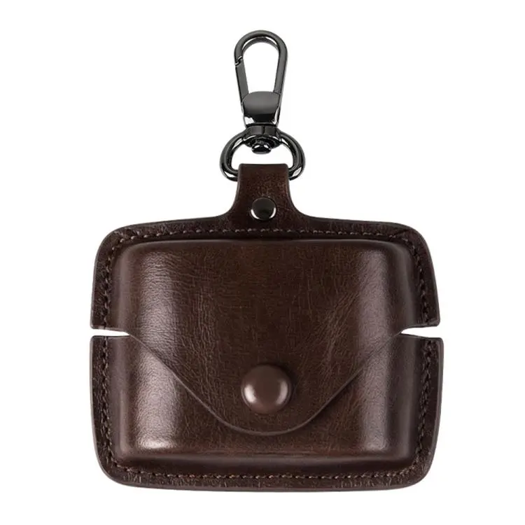 For Sony WF-1000XM6 Leather TWS Earphone Protective Case with Hook(Dark Brown)