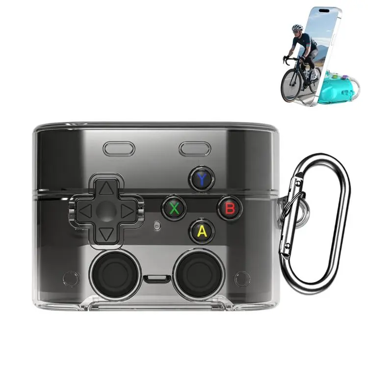 For Sony WF-1000XM6 XDcase Transparent Retro Game Console Design Earbuds Case with Holder & Stress Relief Button(Black)