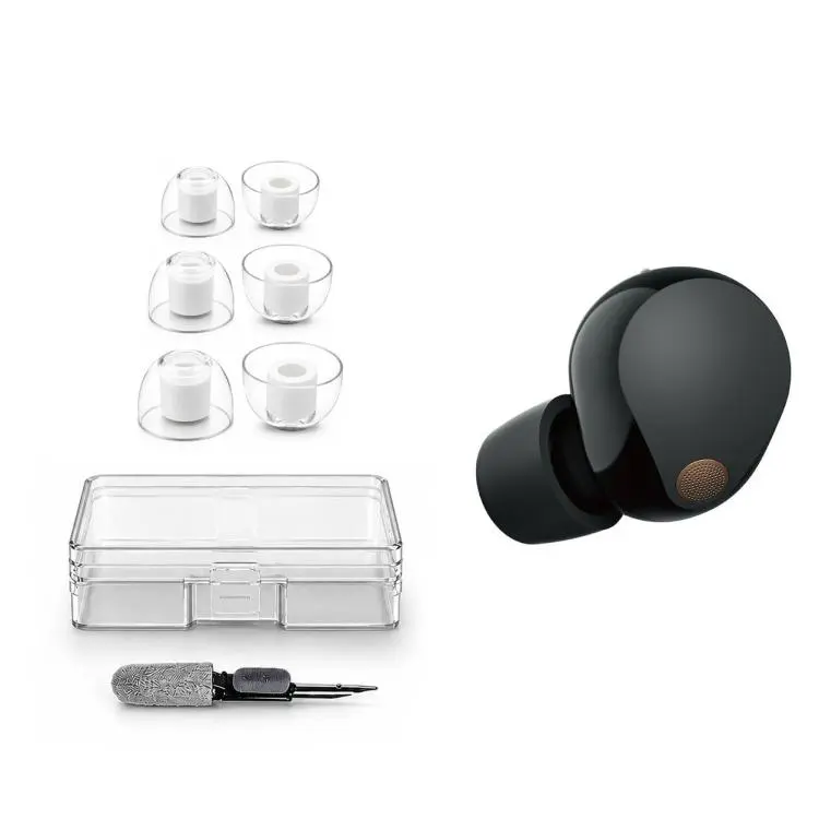 For Sony WF-1000XM6/XM5/XM4/XM3 XDcase 3 Pairs Replacement Silicone Ear Tips Kit, S/M/L Size, Cleaning Brush Color Random(Transparent+White)