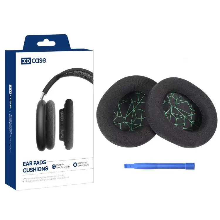For SteelSeries Arctis 1 / 3 / 5 / 7 / 9 / Pro XDcase 1 Pair Headset Replacement Ear Pads with Prying Tool(Mesh Fabric-Black Green)