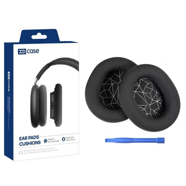 For SteelSeries Arctis 1 / 3 / 5 / 7 / 9 / Pro XDcase 1 Pair Headset Replacement Ear Pads with Prying Tool(Mesh Fabric-Black White)
