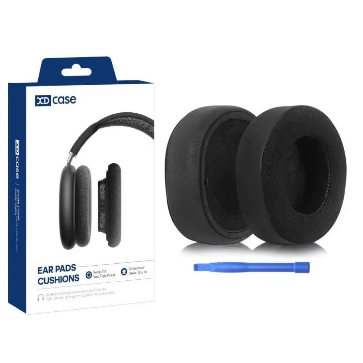For SteelSeries Arctis Nova Pro Wireless XDcase 1 Pair Headset Replacement Ear Pads with Prying Tool(Ice-cool Mesh Fabric-Black)