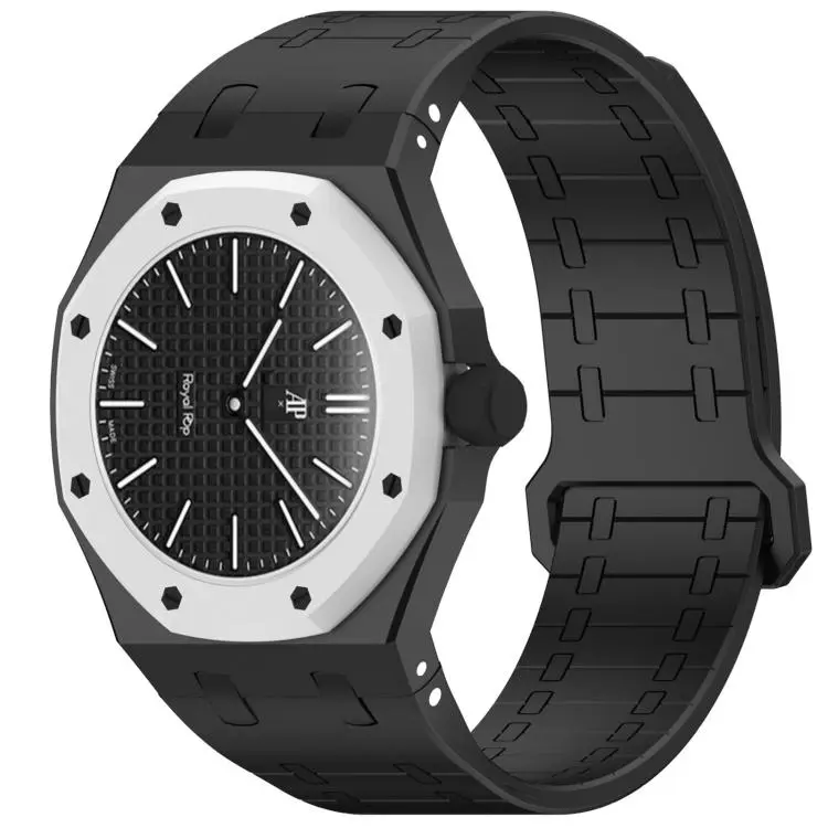 For Swatch Royal Pop Integrated Three O Clock Side Magnetic Silicone Watch Band(Black)