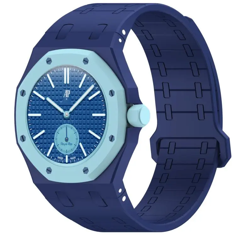 For Swatch Royal Pop Integrated Three O Clock Side Magnetic Silicone Watch Band(Dark Blue)