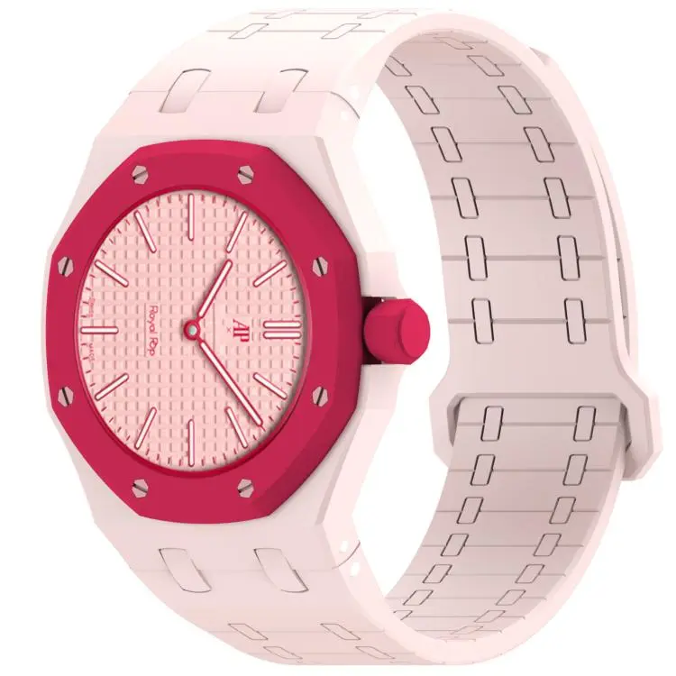 For Swatch Royal Pop Integrated Three O Clock Side Magnetic Silicone Watch Band(Sand Pink)