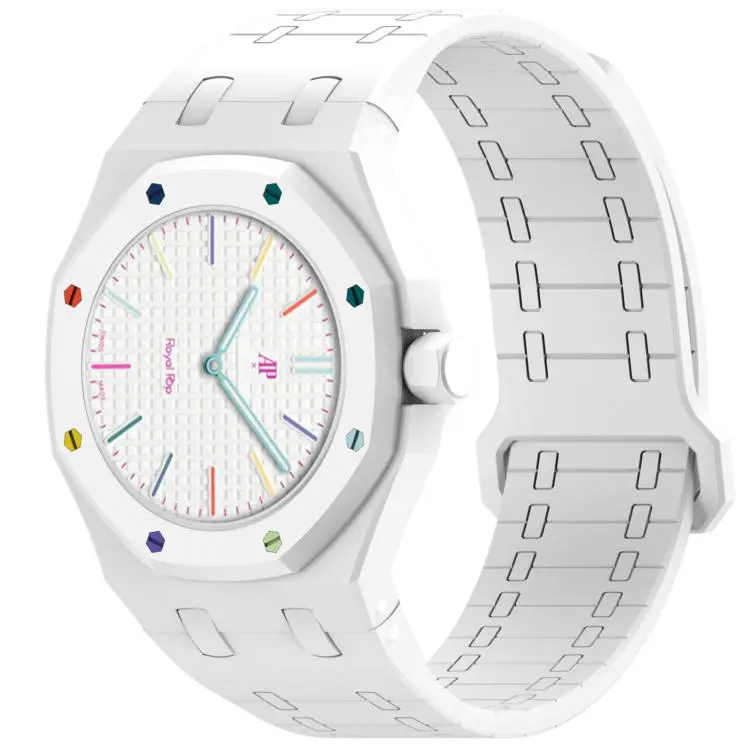 For Swatch Royal Pop Integrated Three O Clock Side Magnetic Silicone Watch Band(White)