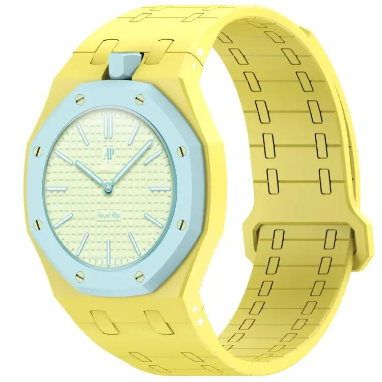 For Swatch Royal Pop Integrated Twelve O Clock Side Magnetic Silicone Watch Band(Yellow)