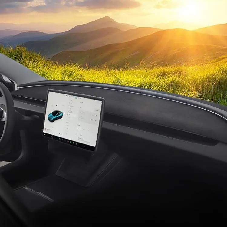 For Tesla Model Y / Y L 2025-2026 Dashboard Sun Shade Mat Suede Anti-UV Heat Insulation Dash Cover