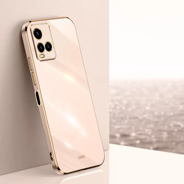 For vivo Y33s Global XINLI Straight Edge 6D Electroplate TPU Phone Case(Pink)