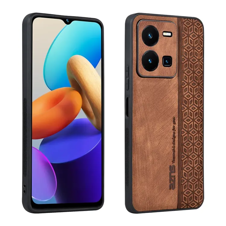 For vivo Y35 4G AZNS 3D Embossed Skin Feel Phone Case(Brown)