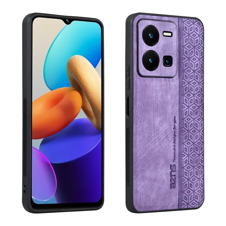 For vivo Y35 4G AZNS 3D Embossed Skin Feel Phone Case(Purple)