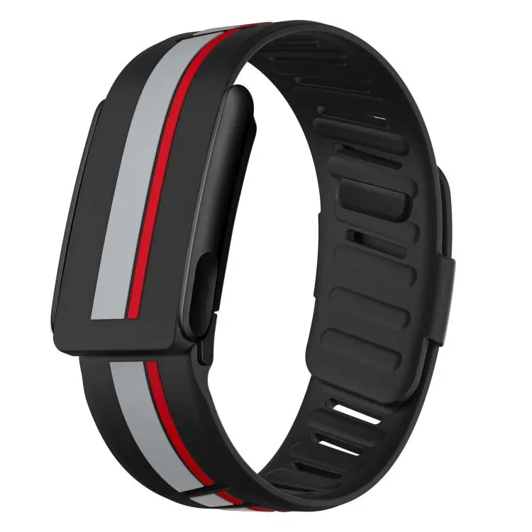 For WHOOP 5.0  Black Bezel Resin Coating Two Color Silicone Watch Band(Black Light Gray Red)
