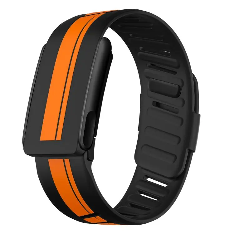 For WHOOP 5.0  Black Bezel Resin Coating Two Color Silicone Watch Band(Black Orange)
