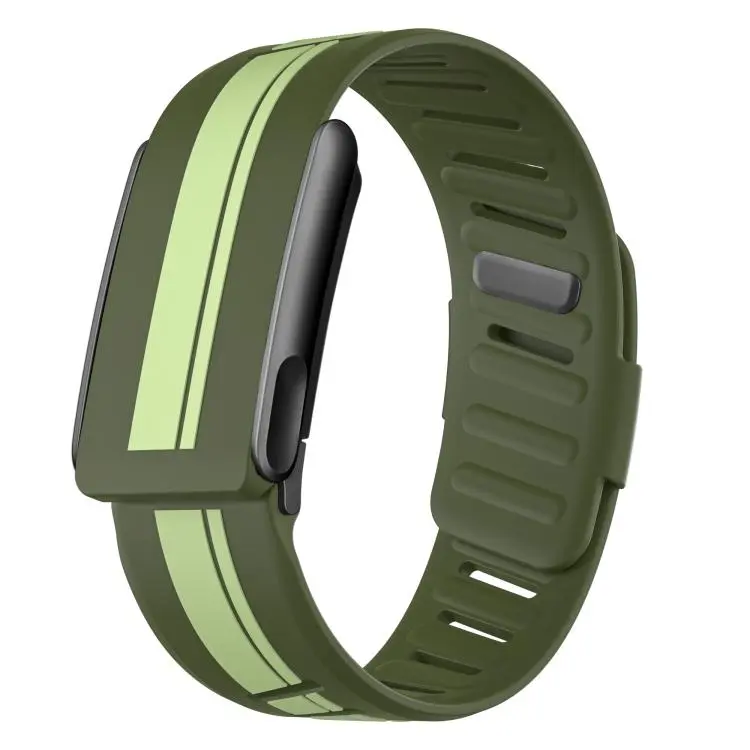For WHOOP 5.0  Black Bezel Resin Coating Two Color Silicone Watch Band(Dark Light Green)
