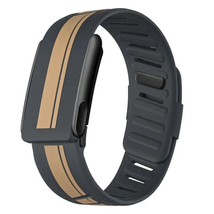 For WHOOP 5.0  Black Bezel Resin Coating Two Color Silicone Watch Band(Gray Yellow)