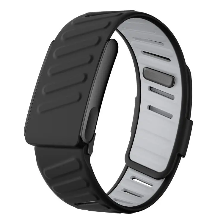 For WHOOP 5.0 Electrocardiogram Silicone Sports Watch Band(Black+Light Grey+Black)