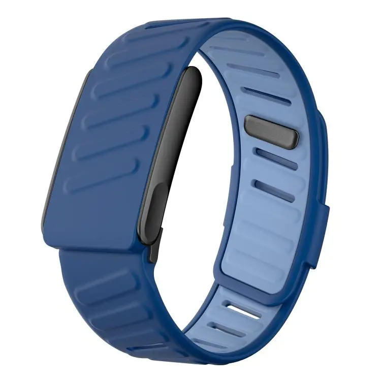 For WHOOP 5.0 Electrocardiogram Silicone Sports Watch Band(Dark Blue+Light Blue+Black)