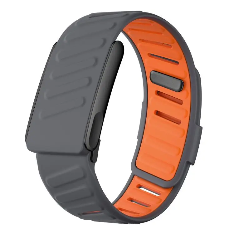 For WHOOP 5.0 Electrocardiogram Silicone Sports Watch Band(Dark Grey+Orange+Black)