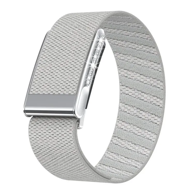 For WHOOP 5.0 Electrocardiogram Single-Row Diamond Elastic Nylon Watch Band(Starlight)