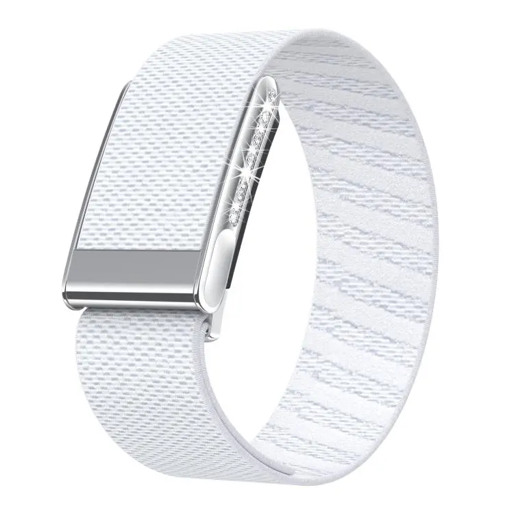 For WHOOP 5.0 Electrocardiogram Single-Row Diamond Elastic Nylon Watch Band(White)