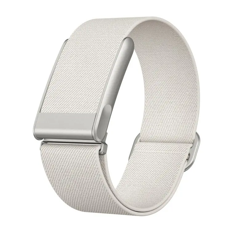 For WHOOP 5.0 Electrocardiogram Slide Clasp Elastic Nylon Watch Band(Beige White)