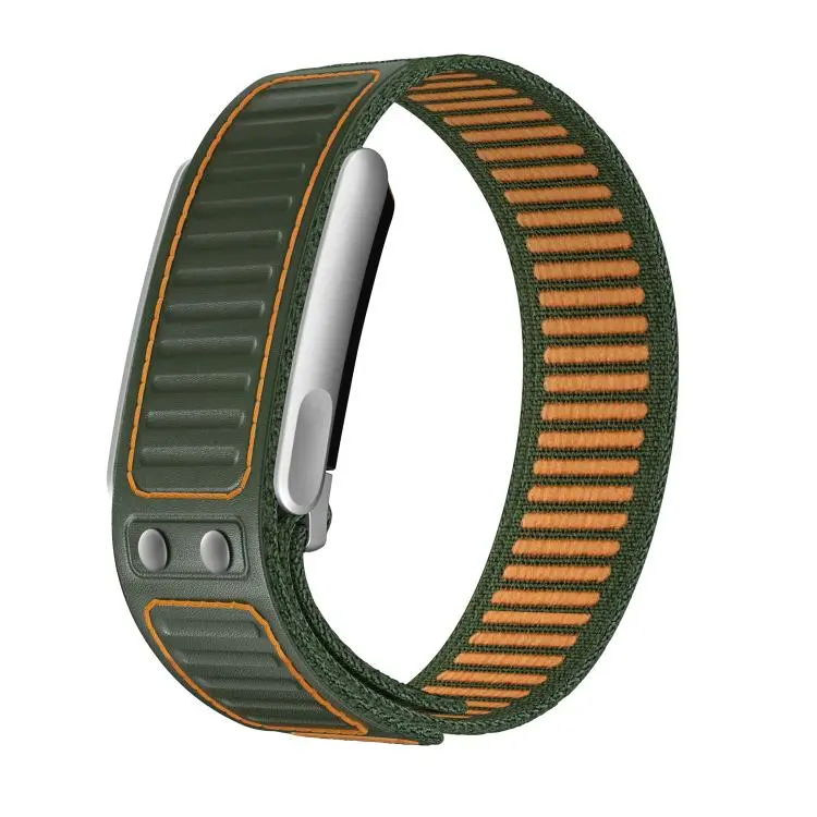 For WHOOP 5.0 Navigator Two Color Nylon Hybrid Microfiber Leather Watch Band(Army Green+Silver)