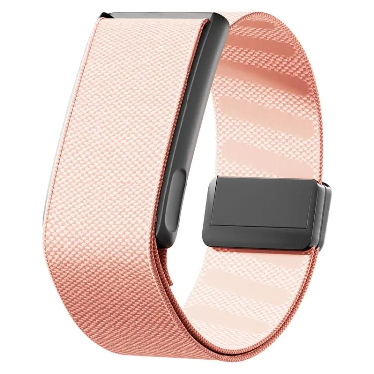 For WHOOP 5.0 Regular Metal Frame Integrated Magnetic Clasp Nylon Watch Band(Pink)