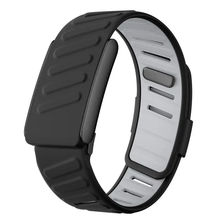 For WHOOP 5.0 Regular Silicone Sports Watch Band(Black+Light Grey+Black)