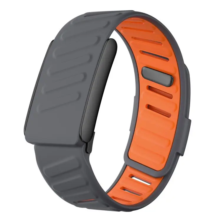 For WHOOP 5.0 Regular Silicone Sports Watch Band(Dark Grey+Orange+Black)