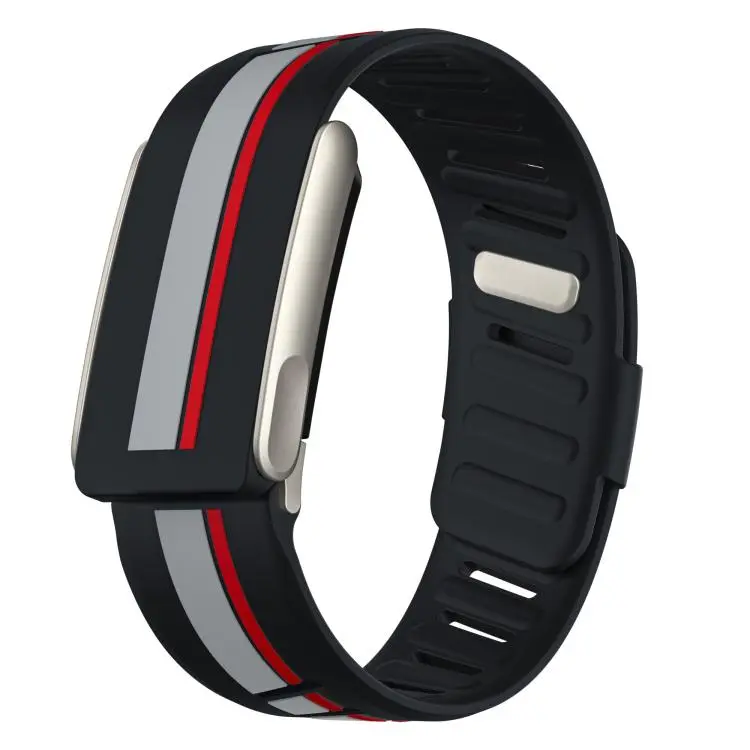 For WHOOP 5.0  Titanium Bezel Resin Coating Two Color Silicone Watch Band(Black Light Gray Red)