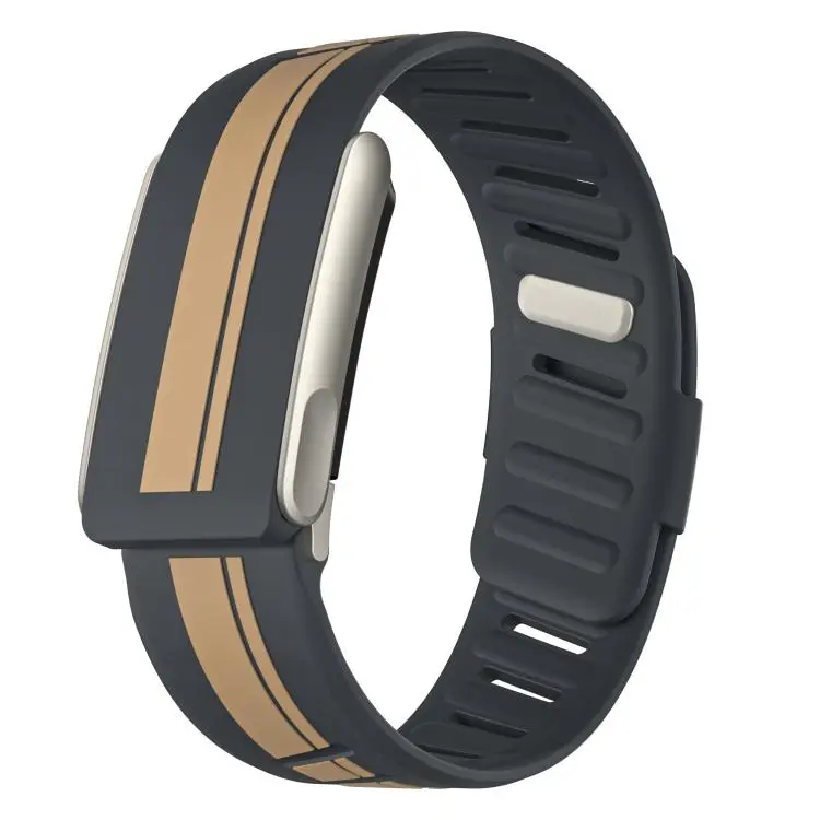 For WHOOP 5.0  Titanium Bezel Resin Coating Two Color Silicone Watch Band(Gray Yellow)