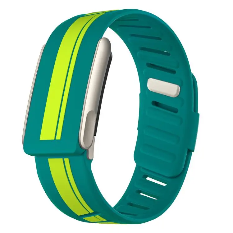 For WHOOP 5.0  Titanium Bezel Resin Coating Two Color Silicone Watch Band(Green Lime)